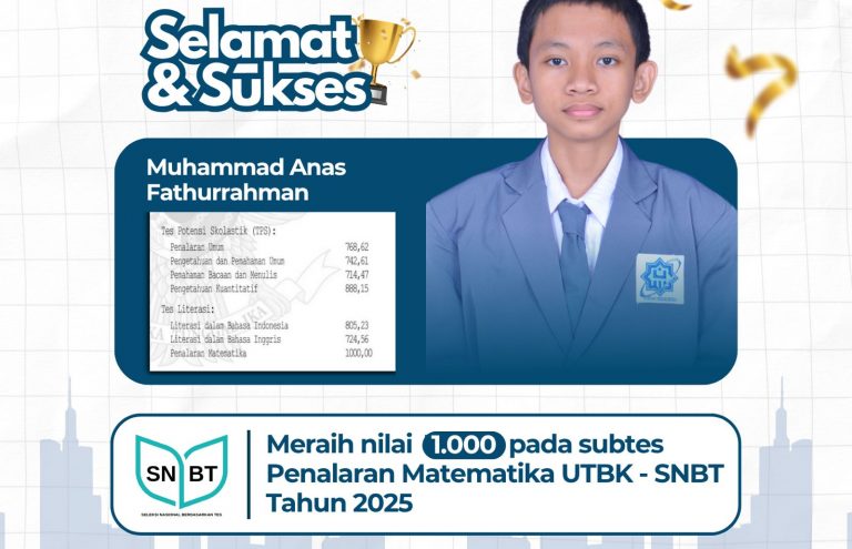 MUNTAZ! M. ANAS, SISWA MAN IC SERPONG, RAIH SKOR SEMPURNA PADA SUBTES PENALARAN MATEMATIKA UTBK 2025