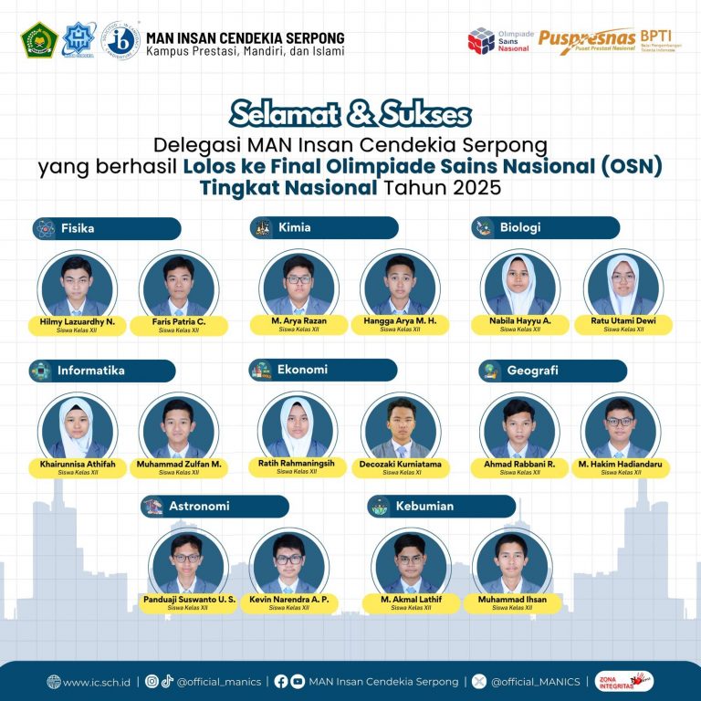 GEMILANG DI OSN 2025: MAN INSAN CENDEKIA SERPONG ANTAR 16 FINALIS KE TINGKAT NASIONAL