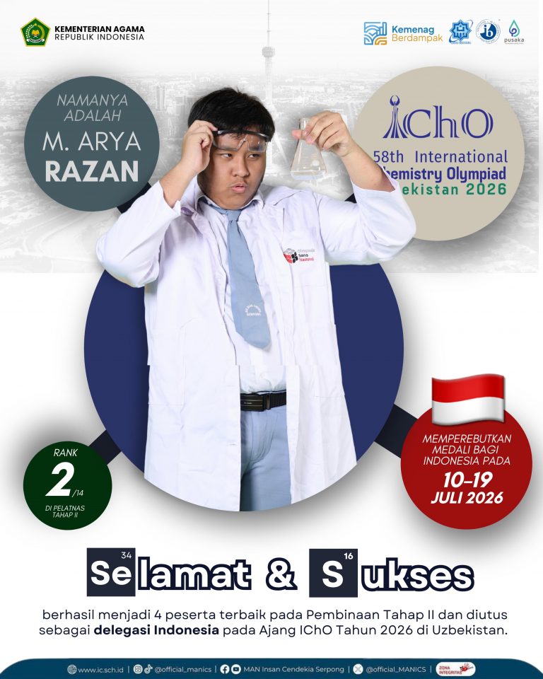 SISWA MAN IC SERPONG JADI DELEGASI INDONESIA DALAM INTERNATIONAL CHEMISTRY OLYMPIAD 2026 DI UZBEKISTAN